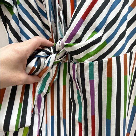 Silvia Tcherassi Roopal Color-Block Shirt Dress in Sangria Stripes, Sz S - Picture 13 of 14